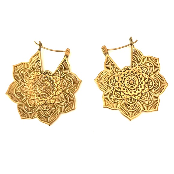 Jewelry - Beautiful Antique Brass Mandala Earrings